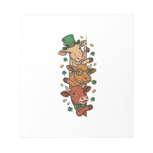 Schattige Gestapelde Koeien St Patrick Vintage Gra Notitieblok (Voorkant)