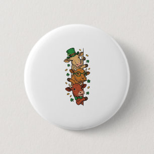 Schattige Gestapelde Koeien St Patrick Vintage Gra Ronde Button 5,7 Cm