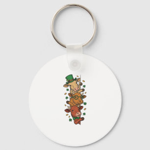 Schattige Gestapelde Koeien St Patrick Vintage Gra Sleutelhanger