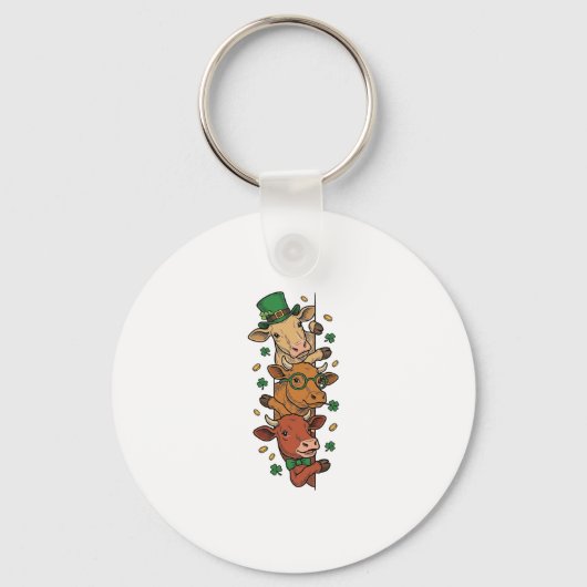Schattige Gestapelde Koeien St Patrick Vintage Gra Sleutelhanger (Voorkant)