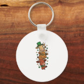 Schattige Gestapelde Koeien St Patrick Vintage Gra Sleutelhanger (Voorkant)