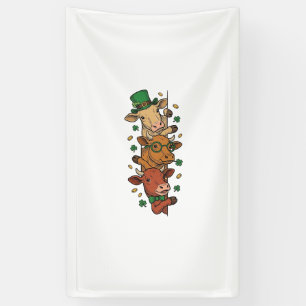 Schattige Gestapelde Koeien St Patrick Vintage Gra Spandoek