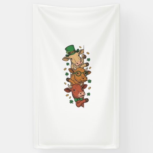 Schattige Gestapelde Koeien St Patrick Vintage Gra Spandoek (Verticaal)