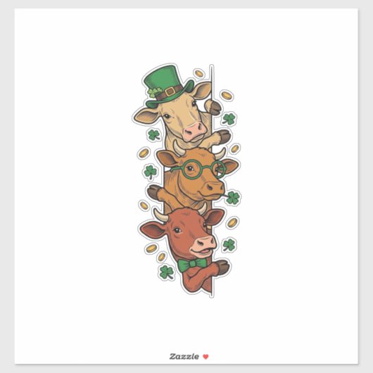 Schattige Gestapelde Koeien St Patrick Vintage Gra Sticker (Vel)