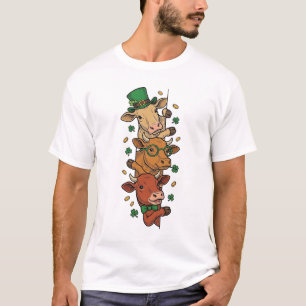Schattige Gestapelde Koeien St Patrick Vintage Gra T-shirt