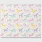 Schattige gestileerd pastel Paarden patroon op crè Cadeaupapier (Vlak)