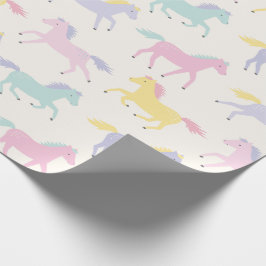 Schattige gestileerd pastel Paarden patroon op crè Cadeaupapier