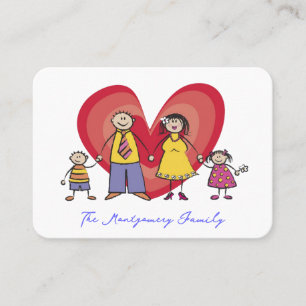 Schattige gestileerde cartoon gelukkige familie gr contactkaartje