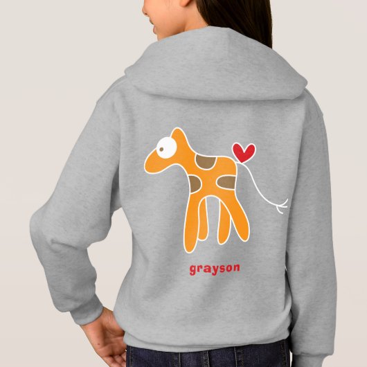 Schattige gestileerde cartoon oranje giraffe kind (Achterkant)