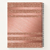 Schattige Gestreept Roos Gouden Glitter Metaal Mon Notitieboek (Achterkant)