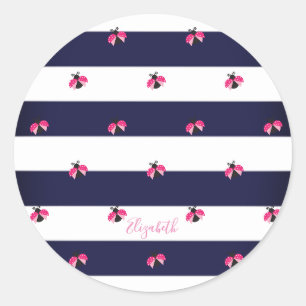 Schattige gestreepte,Lieveheersbeestje -Persoonlij Ronde Sticker