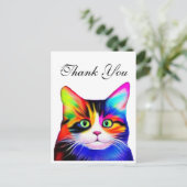 Schattige gestreepte meerkleurige regenboog bedank briefkaart (Staand voorkant)