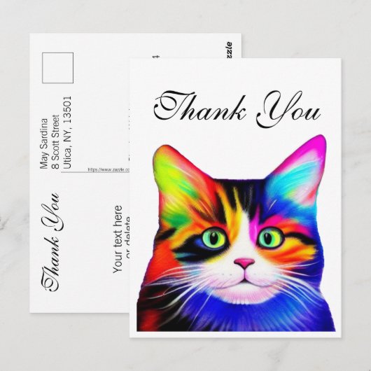 Schattige gestreepte meerkleurige regenboog bedank briefkaart (Voorkant / Achterkant)