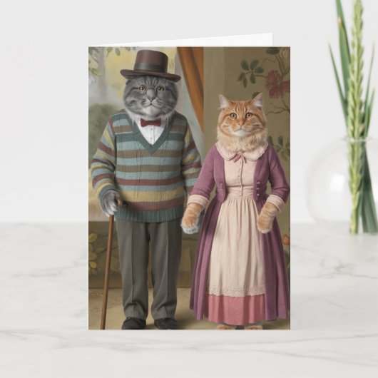 Schattige gestreepte opa en oma kaart (Voorkant)