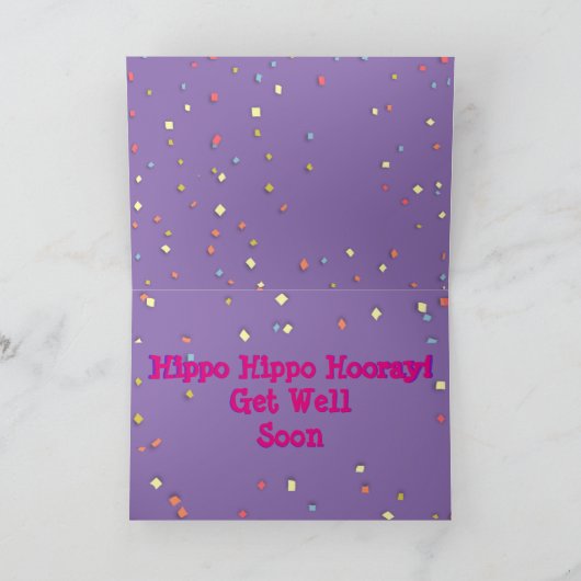 Schattige Get Well Kaart met Hippo Ballerina op te (Binnen)