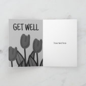 Schattige Get Well kaart met rode tulpen tekening (Binnen)