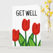 Schattige Get Well kaart met rode tulpen tekening (Gele Bloem)