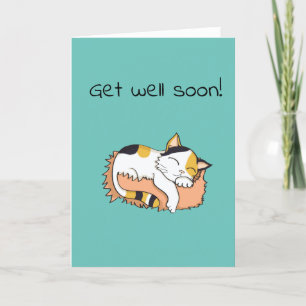 Schattige Get Well Soon Calico kat Kaart