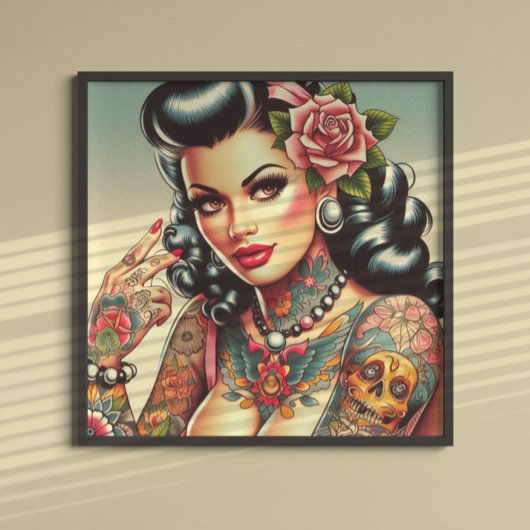 Schattige getatoeëerd meisje poster