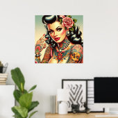 Schattige getatoeëerd meisje poster (Thuiskantoor)