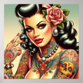 Schattige getatoeëerd meisje poster (Voorkant)