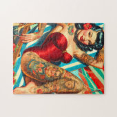Schattige getatoeëerd zwempak pin-up legpuzzel (Horizontaal)