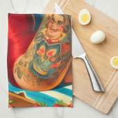 Schattige getatoeëerd zwempak pin-up theedoek (Quarter Fold)