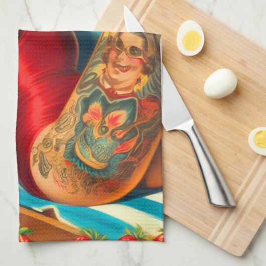 Schattige getatoeëerd zwempak pin-up theedoek (Quarter Fold)