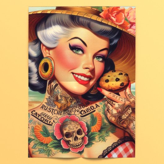 Schattige Getatoeëerde Zomer Pin-up Tissuepapier