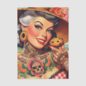 Schattige Getatoeëerde Zomer Pin-up Tissuepapier (Voorkant)