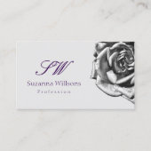 Schattige getekend Roos Plain Grey Lila Initialen  Visitekaartje (Voorkant)