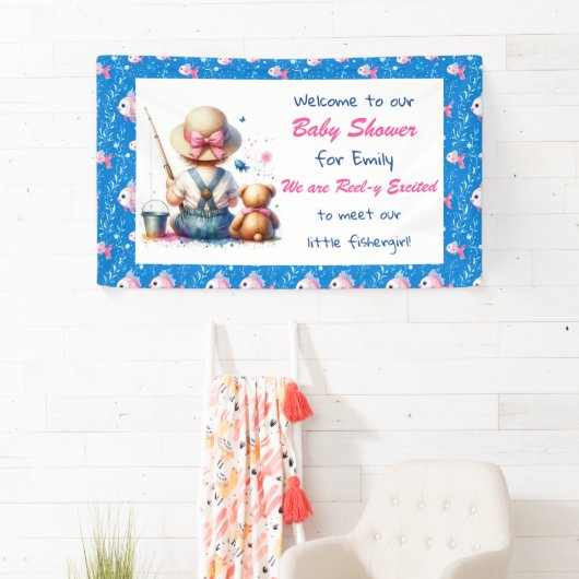 Schattige Gevist thema meisje Baby shower Spandoek (Insitu)