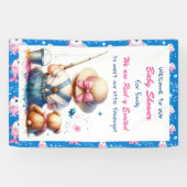 Schattige Gevist thema meisje Baby shower Spandoek (Horizontaal)