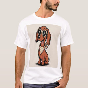 Schattige gevlekte hond met zonnebril Retro Cartoo T-shirt