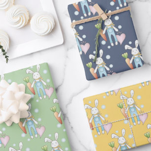 Schattige gevuld dierlijk konijnenwikkelpapier inpakpapier vel