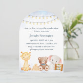 Schattige gevuld Speelgoed Baby shower Kaart (Staand voorkant)