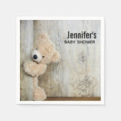 Schattige gevulde Beer rustieke houten achterkant Servet (Voorkant)