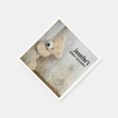 Schattige gevulde Beer rustieke houten achterkant Servet (Hoek)