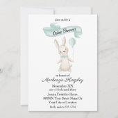 Schattige gevulde konijn met Blauwgroen ballon Bab Kaart (Voorkant)