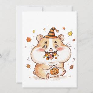 Schattige Gevulde Wangetjes Halloween Hamster Tric Kaart