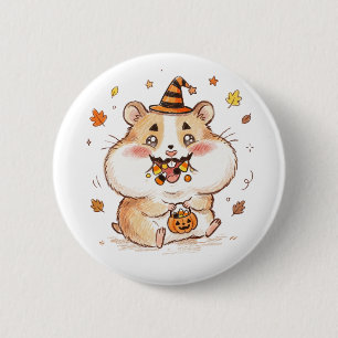 Schattige Gevulde Wangetjes Halloween Hamster Tric Ronde Button 5,7 Cm