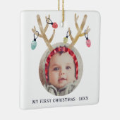 Schattige gewei eerste kerst nieuwe baby keramisch ornament (Rechts)