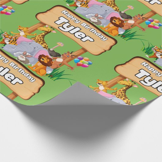 Schattige Geweldige dierentuin Kind Cadeaupapier (Hoek)