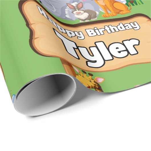 Schattige Geweldige dierentuin Kind Cadeaupapier (Rol Hoek)