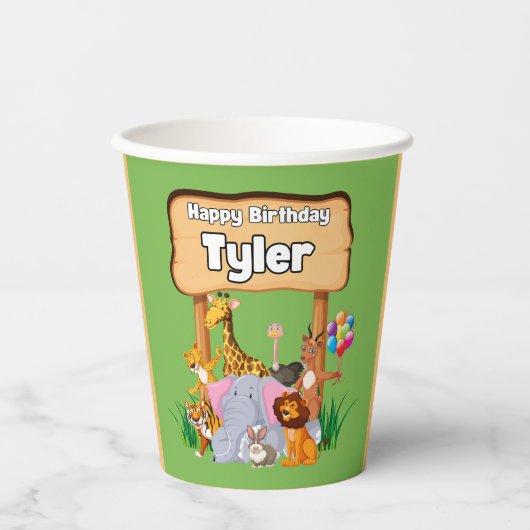 Schattige Geweldige Zoo Dier Kind Partij Papieren Bekers (Voorkant)