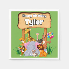 Schattige Geweldige Zoo Dier Kind Partij Servet