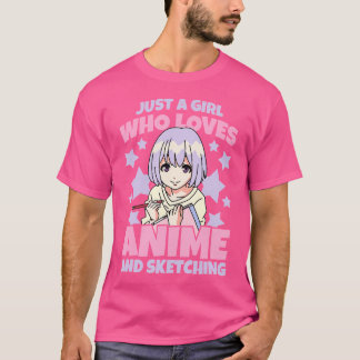 Schattige gewoon een meisje dat houdt van anime en t-shirt