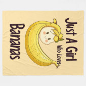 Schattige gewoon een meisje dat houdt van bananen fleece deken (Voorkant (Horizontaal))