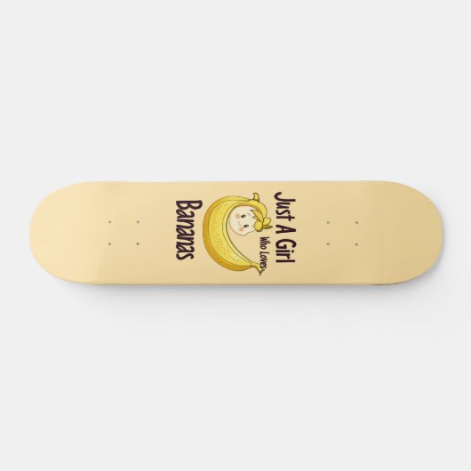 Schattige gewoon een meisje dat houdt van bananen persoonlijk skateboard (Horizontaal)