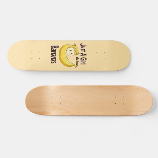 Schattige gewoon een meisje dat houdt van bananen persoonlijk skateboard (Horizontaal)